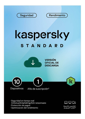 Kaspersky Standard 10 Dispositivos 1 Año Licencia Original