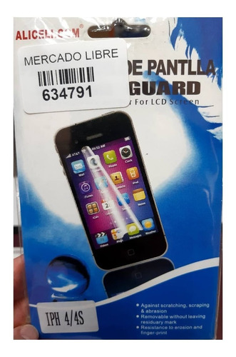 Film Protector De Pantalla Para iPhone 4/4s Pack 5 Laminas 