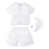 Traje Bebé Niño Bautizo Paloma Blanco Conjunto Ropa 4 Piezas