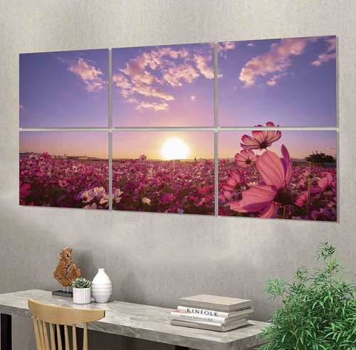 Cuadro Campo Y Flores 55cm X 120cm Paisaje Deco Cod:1059