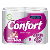 Confort Mega Papel Higiénico 8 Rollos 40 Mts C/u Doble Hoja