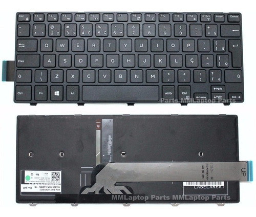 Teclado Iluminado Para Dell Inspiron 14 5442 14-5458 Br Comç