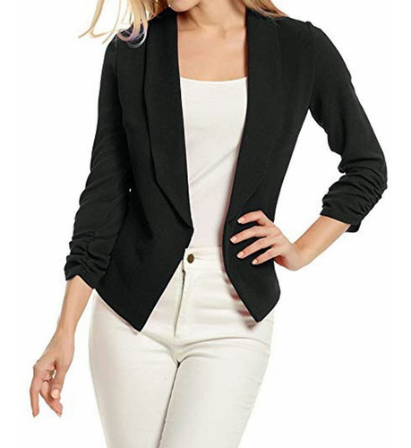 Chaqueta Para Mujer Con Manga 3/4 Elegante Oficina Blazer