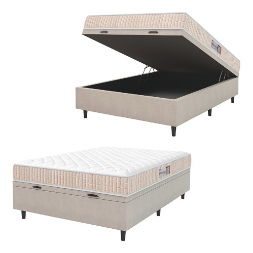 Cama Box Baú Casal Espuma D33 New Millenium Bege  - 120kg