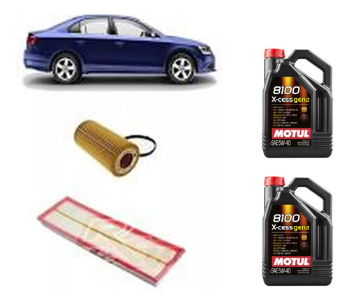 Kit 2 Filtros P/ Vw Vento 2.5 Motul 8100 Xcess 5w40 10lts