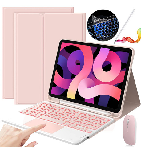 Funda Teclado Mouse Lapiz Para iPad Pro 11/ Air5/4 10.9 Rosa