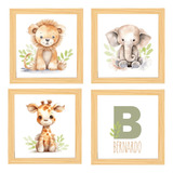 Quadro Decoracao Safari Quarto Bebe Infantil Animais C Nome