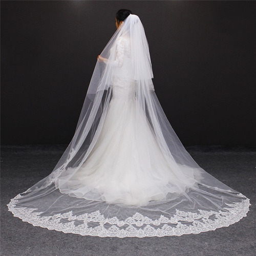 Velo Mantilla 3m X 3m Largo Española Novia Blanca Y Ivory 