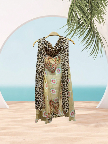 Saída Feminina De Praia Estilo Kimono Animal Print