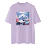 Camiseta Aesthetic Unisex Montanha Carro Paisagem Japonês
