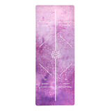 Om Joy Tapete Yoga Estampado Com Borracha Natural Linhas De Postura Cor Violeta