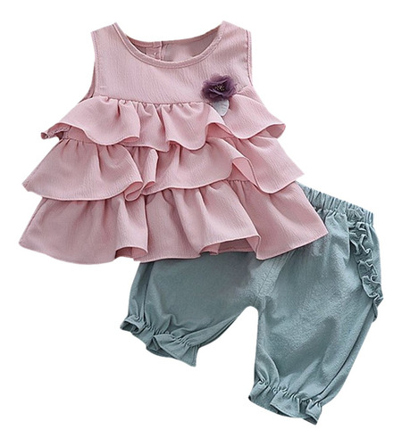 O Toddler Kids Bebé Niñas Blusas Con Volantes Y Flores Frunc