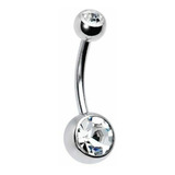 Piercing Umbigo Aço Cirúrgico Com 2 Zircônias 