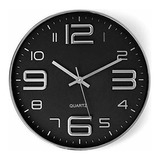 Bernhard Products Reloj De Pared Negro 12 Pulgadas Elegante