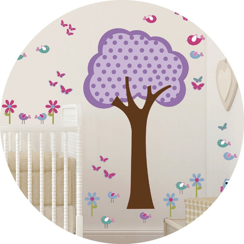 Vinilos Decorativos Infantil Arbol Pajaritos Buho Flores