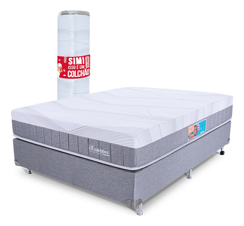 Cama Box Queen Colchao A Vácuo Infinity Premium Mola Ensacada E Pillow Top De Espuma Viscoelástico - Bf Colchões