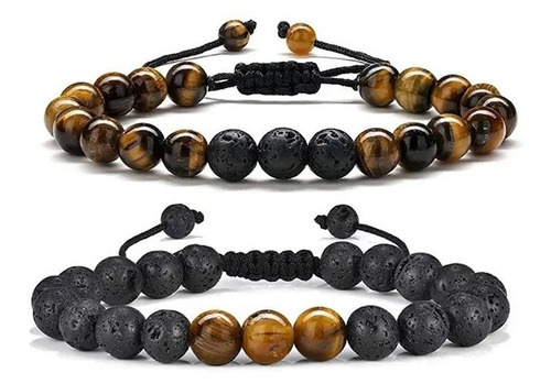 Pulsera De Pareja Ojo De Tigre Unisex, 2 Piezas