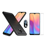 Funda Carbono + Vidrio + Cam  P/ Xiaomi Redmi 8a