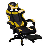 Cadeira Gamer Giratória Nsx Reclinável Estofado Cour Dourado