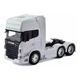 Miniatura Caminhão Scania V8 R730 Trucado 6x2 Escala 1:32 Cor Branco