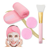 Set X4 Belleza Cuidado Facial Vincha + Esponja + Espátula