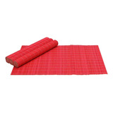 Conjunto 4 Jogo Americano De Bambu Vermelho 45x30cm Clink