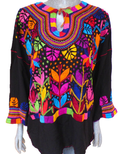 Exclusiva Blusa Bordada A Mano / Talla Xl / Chiapas / Milpa 5