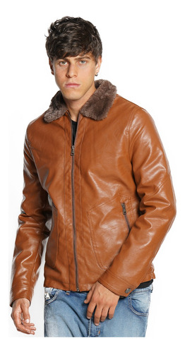 Campera Simil Cuero Marron Bross