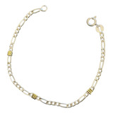 Pulsera Figaro 3mm Plata 925 Y Oro 