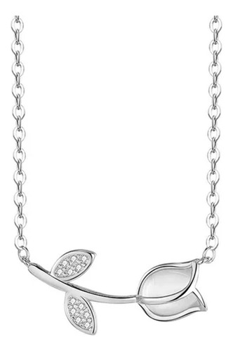 Collar Flor De Tulipán 100% Plata S925