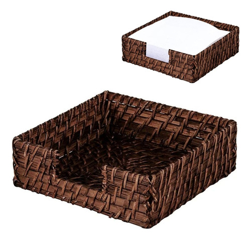 Porta Guardanapo Rustico Rattan 18x18cm Quadrado - Mundiart