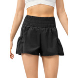 Shorts Deportivos Mujer 2-en-1 Con Bolsillos.cintura Ancha