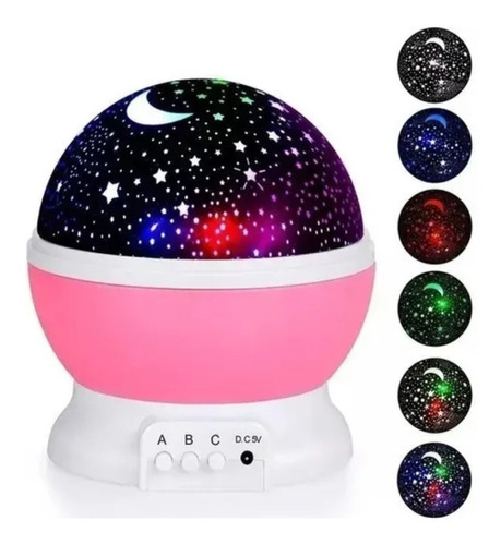 Projetor Luminária Abajur Led Estrelas Galaxy Cor Da Estrutura Rosa