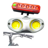 Bike Farol Lanterna 2 Led+ Sinalizador Recarregável Lt-8552 Cor Preto