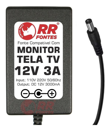 Fonte 12v 3a Para Tela Monitor Tv Aoc Le19d1461 Le24d1461