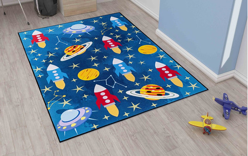 Tapete Infantil Astronauta Bouti Kids 1mx1,4m Antiderrapante