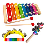 Juguete Xilofono De Madera  Instrumentos Musicales Be Pack 3