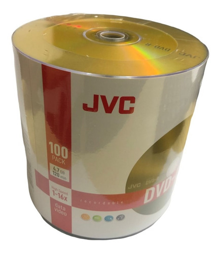 Dvd-r Jvc  100 Discos 120 Min 4.7 Gb Y 100 Sobres Blancos
