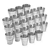 Paquete De 24 Cubos Grandes De Metal Galvanizado Con Asas -