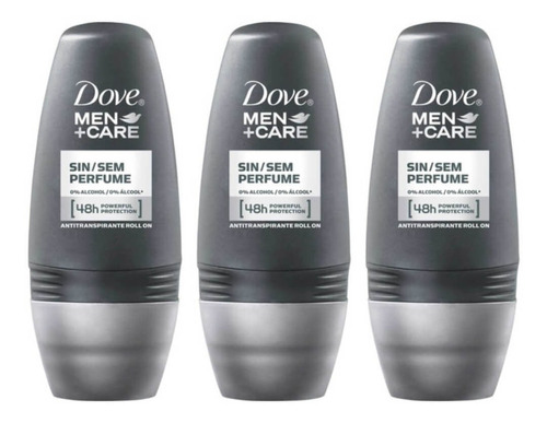 Dove S/ Perfume Desodorante Rollon Masculino 50ml (kit C/03)