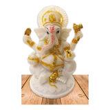 Dios Ganesh Blanca En Poliresina 7 Pulgadas Ji2118