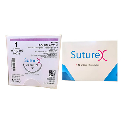 Sutura Pgla Vicryl 1-0 Cortante 1\u002F2 36mm Suturex Caja C\u002F12pz Color Usp | Envío gratis