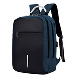 Mochila Antifurto Espaçosa Trabalho Executiva Compacta Média Cor Azul