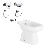 Juego Baño Bidet Roca Mónaco + Accesorios Aqualaf 5 Piezas