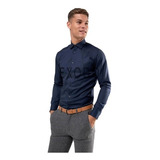 Camisa Azul Lisa Hombre Entallada,  Slim Fit  Envió Gratis