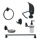 Juego De Accesorios Para Baño  Negro Mate De Lujo