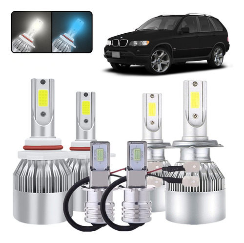 Kit De Focos Led 9005 H7 H3 Para Bmw X5 2000-2001