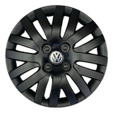 Juego 4 Tazas De Rueda Negro Mate Rodado 13 C-logo Vw Gol