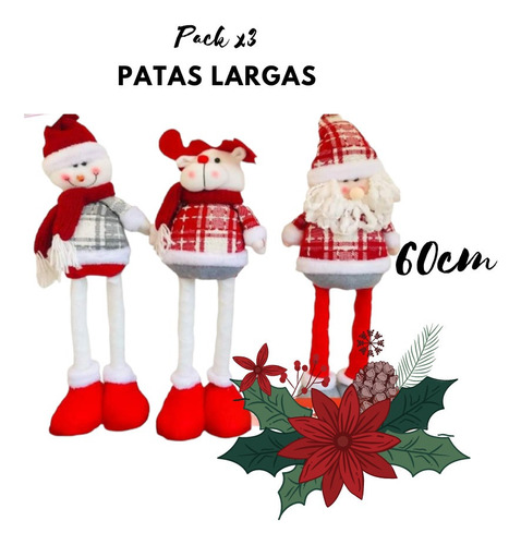 Pack X 3 Monos Patas Largas De Navidad 