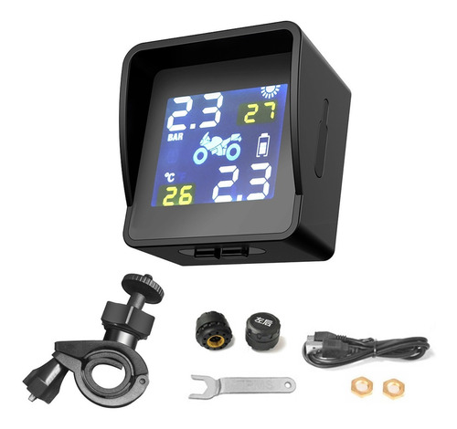 Kit Tpms Sensor Presion Neumatico Moto Solar Waterproof